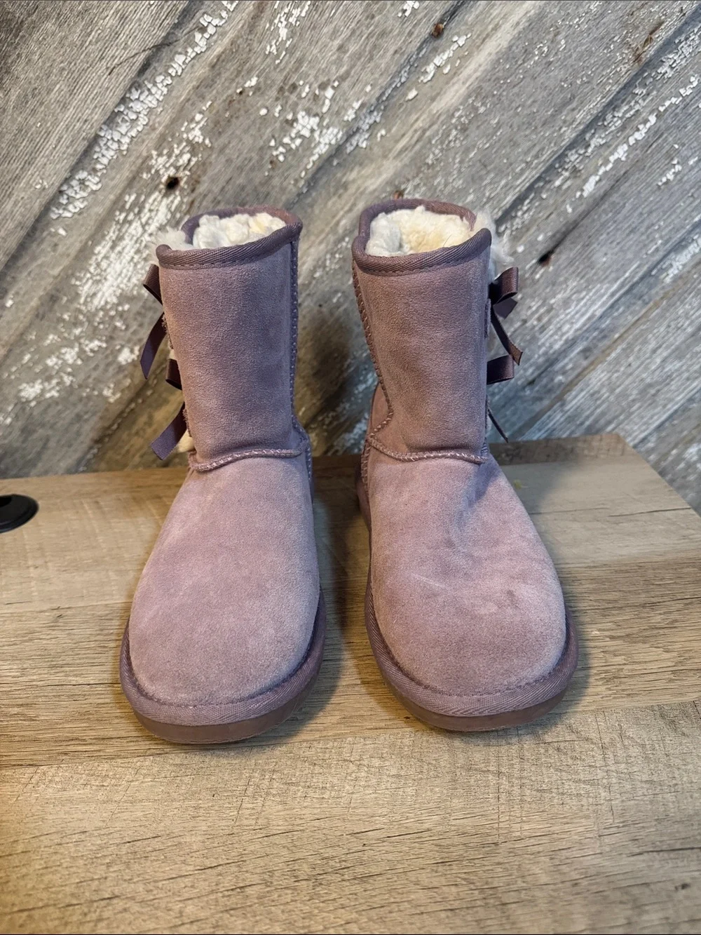 Koolaburra Kids Purple Suede Bow Back Boots
